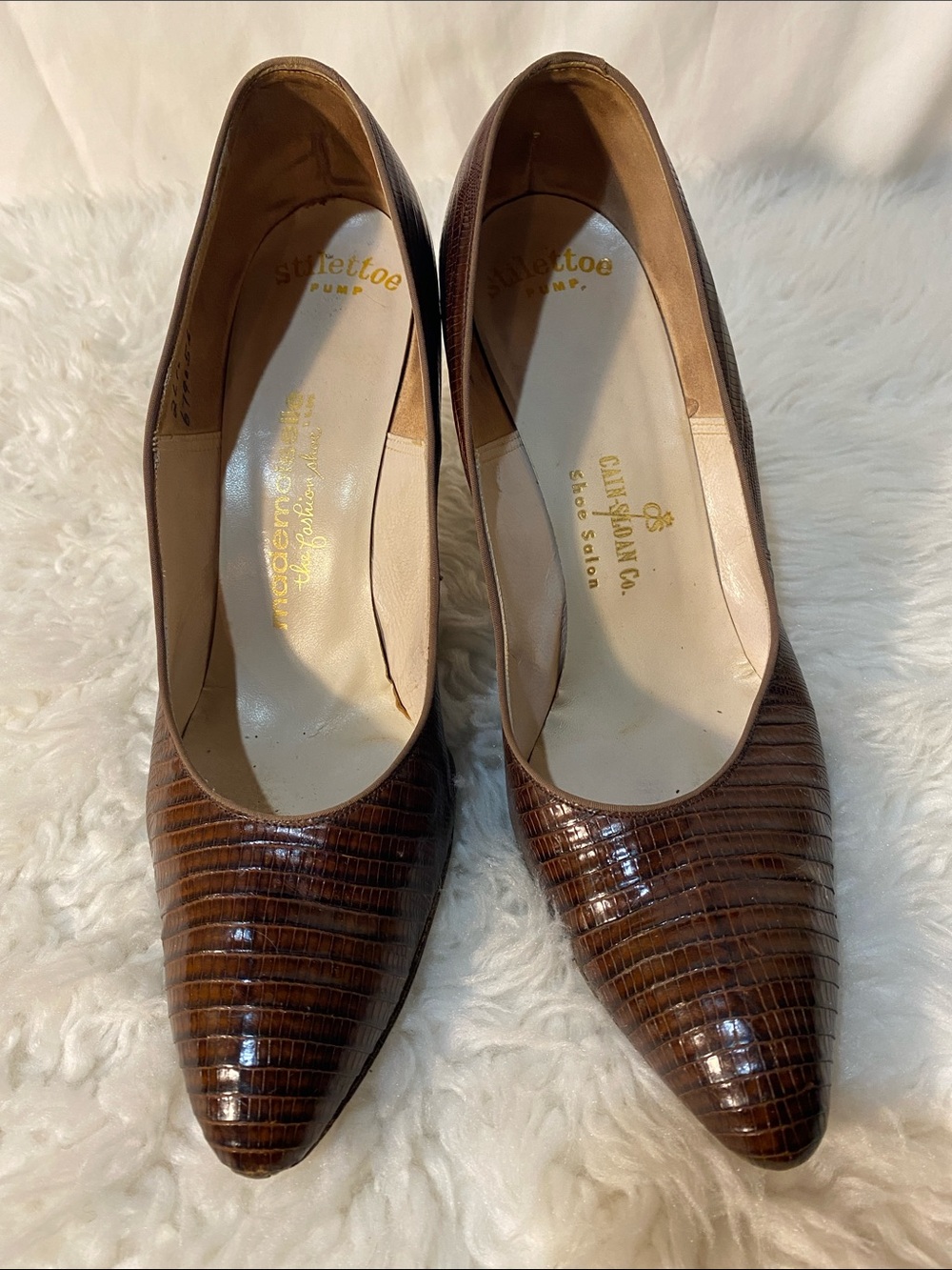 Vintage Mademoiselle Stilettoe Brown Lizard Women's Pumps